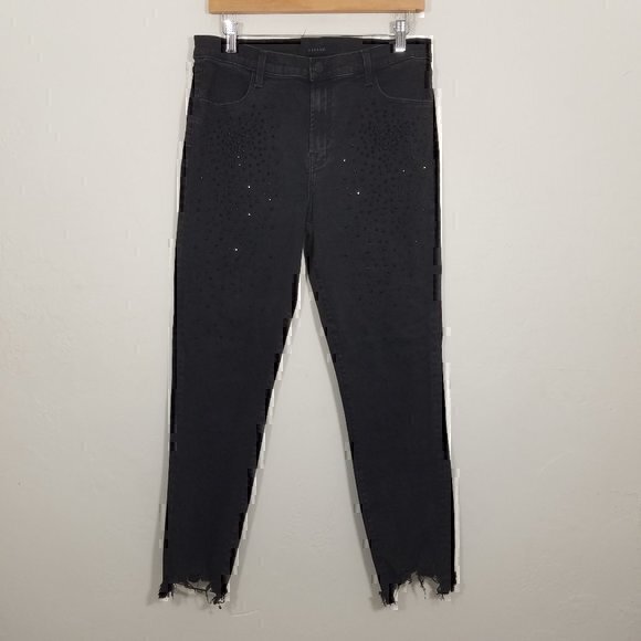 J Brand Denim - J Brand ALANA Embellished Super Stretch Jeans Black Size 31